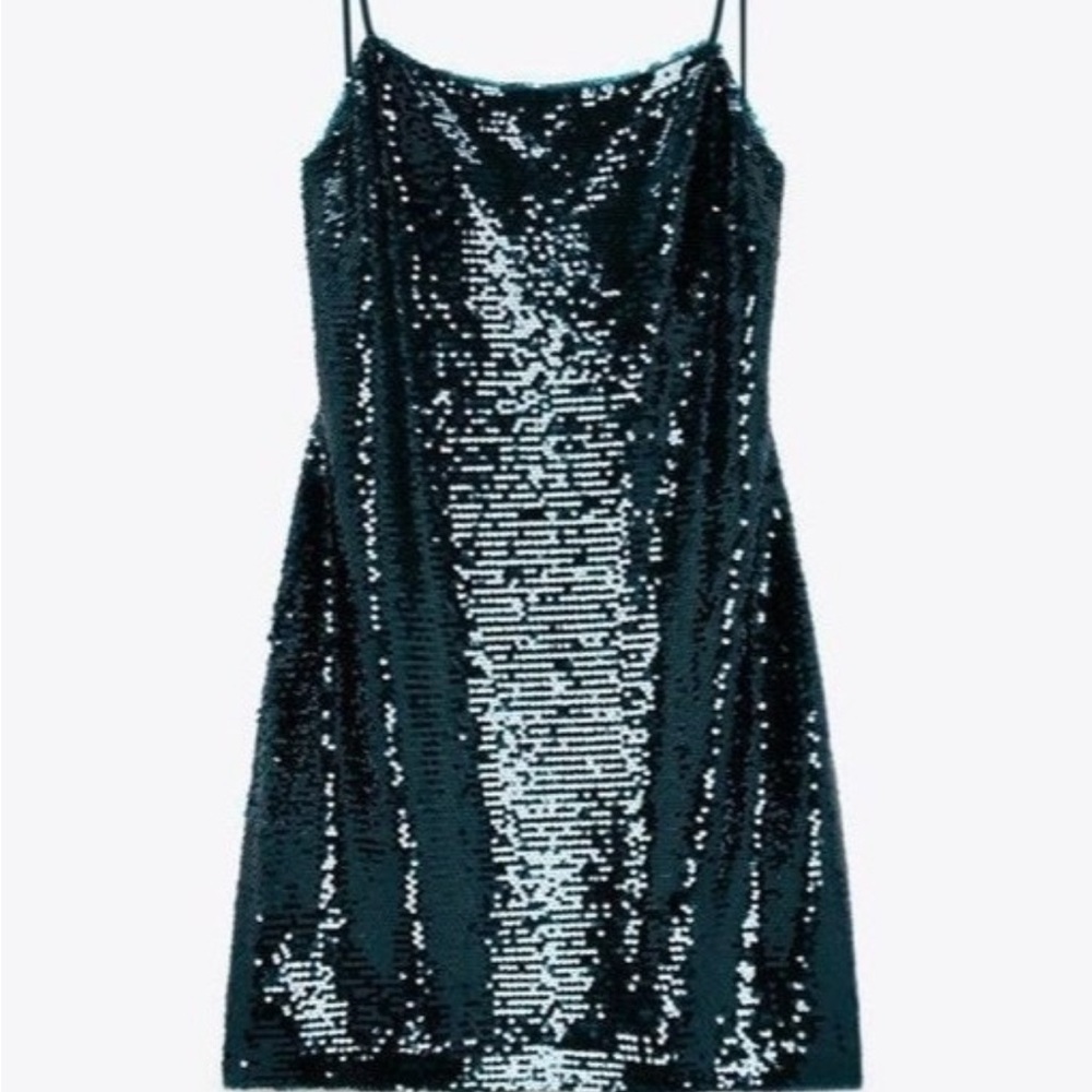 Zara Black Backless Sequin Dress - Picture 6 of 7